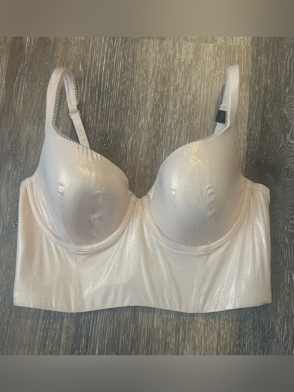 Victoria's Secret Longline Shimmer Bra in Ivory